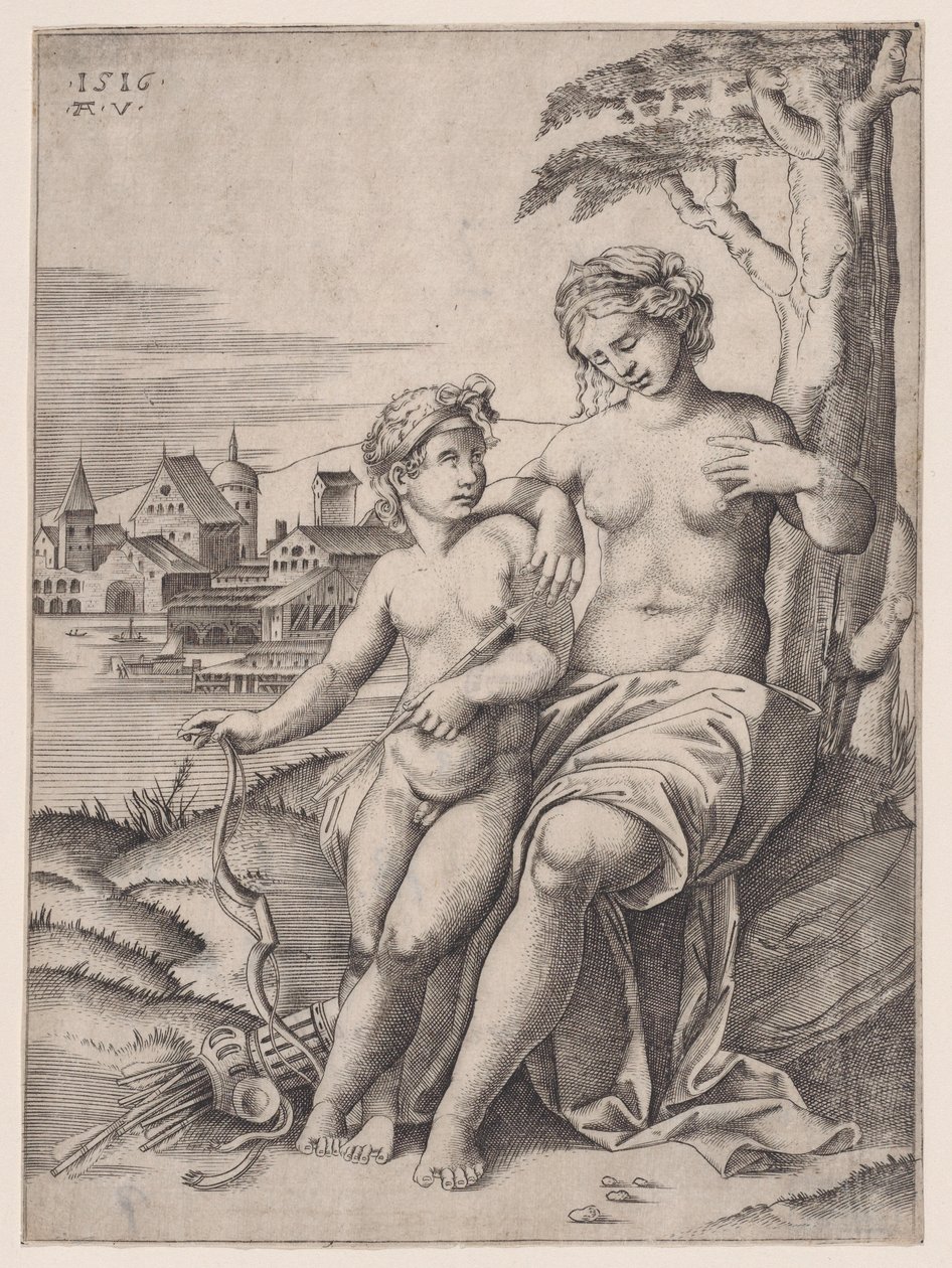 Vénus et Éros - Agostino Veneziano