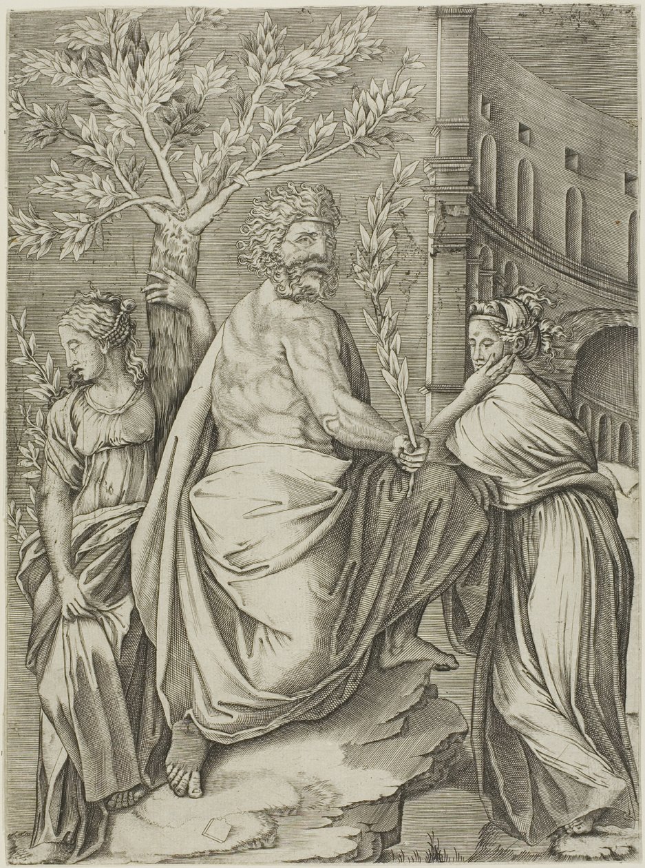 Homme Sous un Arbre de Laurier - Agostino dei Musi