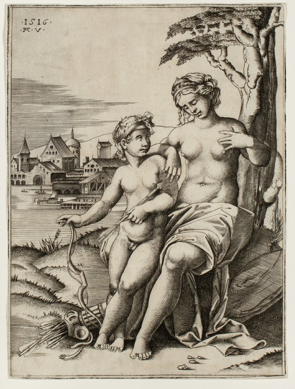 Vénus blessée par la flèche de Cupidon - Agostino dei Musi