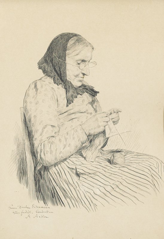 Grand-mère tricotant - Albert Anker