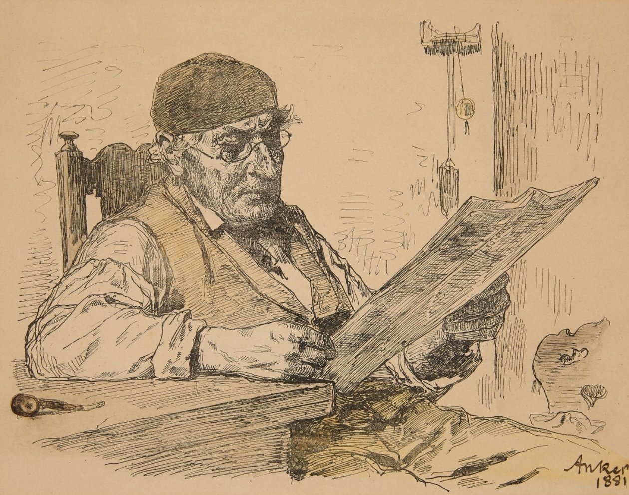 Paysans lisant le journal - Albert Anker