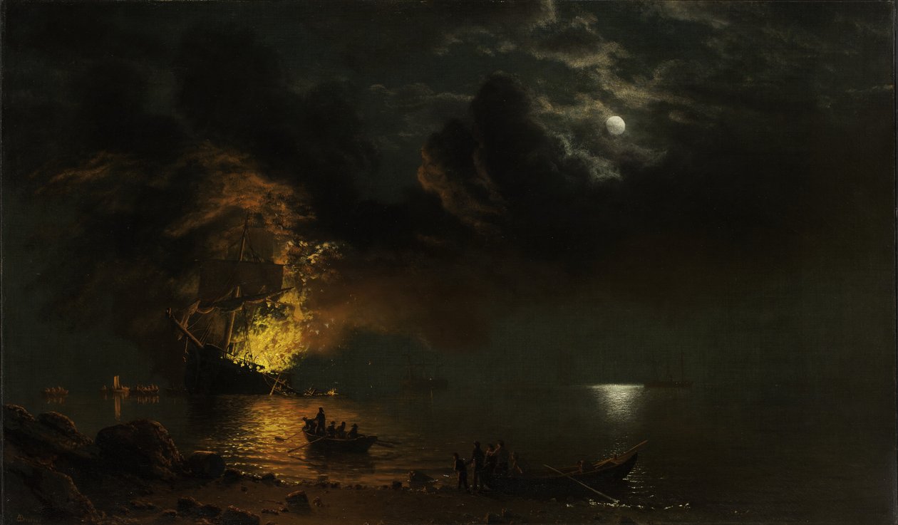 Le navire en feu, 1869 - Albert Bierstadt