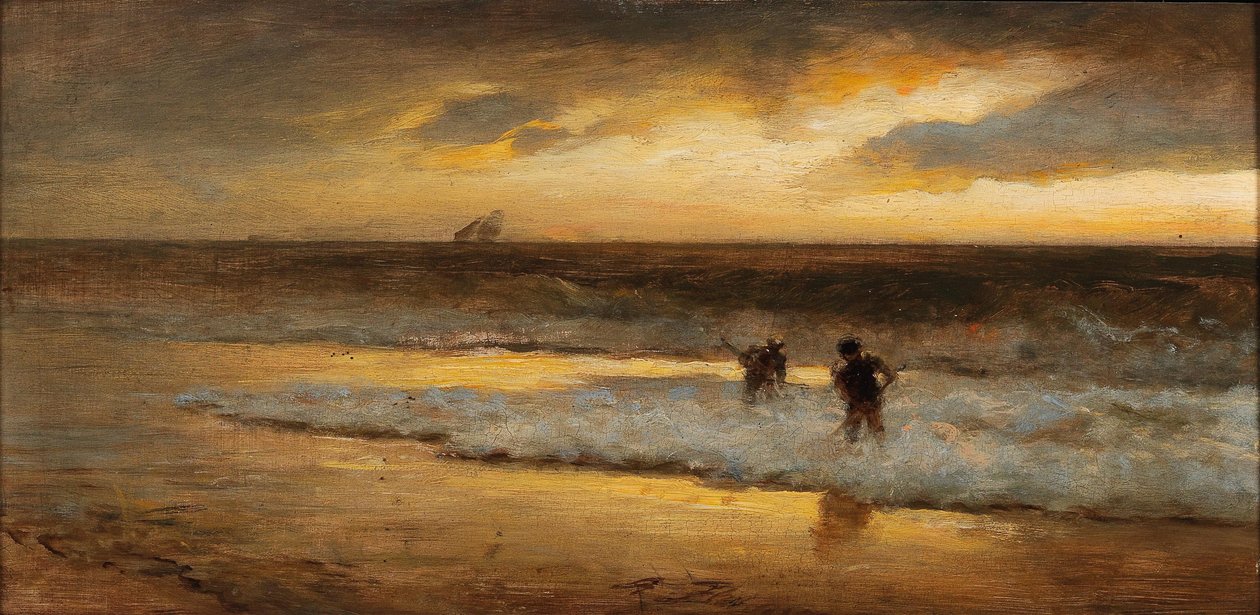 Pêcheurs de crabes sur la plage - Albert Flamm