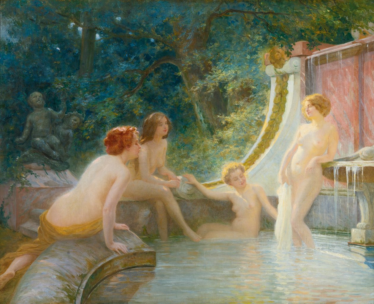Jeunes baigneurs dans une fontaine - Albert Auguste Fourie
