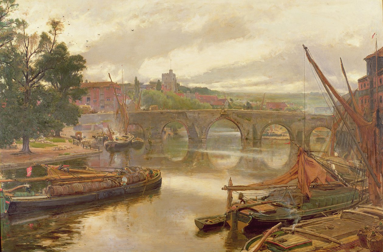 Le vieux pont, Maidstone, vue vers le sud - Albert Goodwin