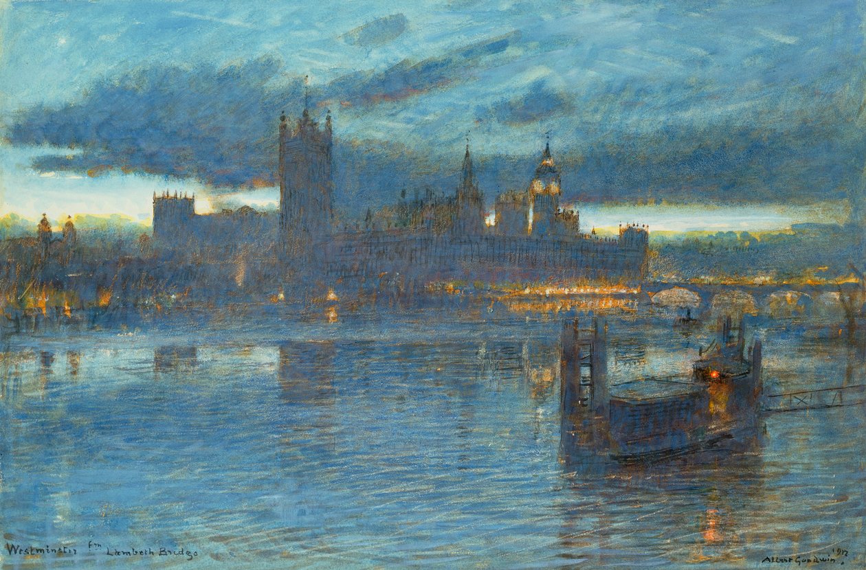 Westminster depuis le pont de Lambeth, 1912 - Albert Goodwin