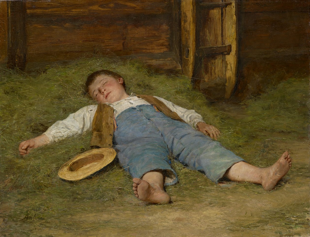 Garçon endormi dans le foin, 1891-97 - Albert Anker