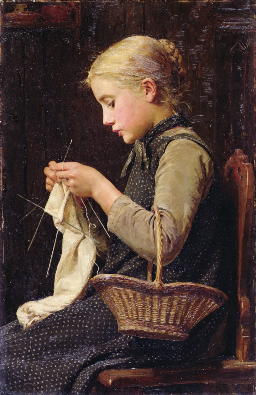 Fille Tricotant - Albert Anker