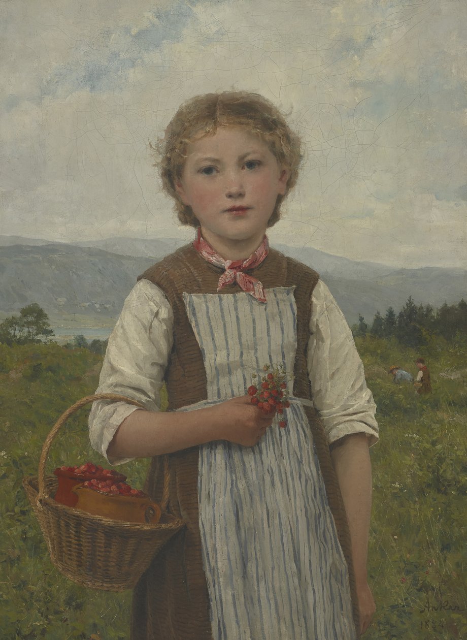 La Mariette aux fraises - Albert Anker