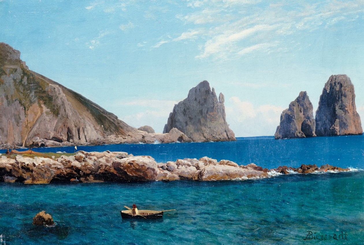Ramer au large des rochers - Albert Bierstadt