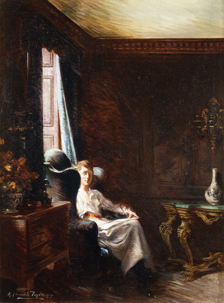 Lecture près de la fenêtre, 1919 - Albert Chevallier Tayler