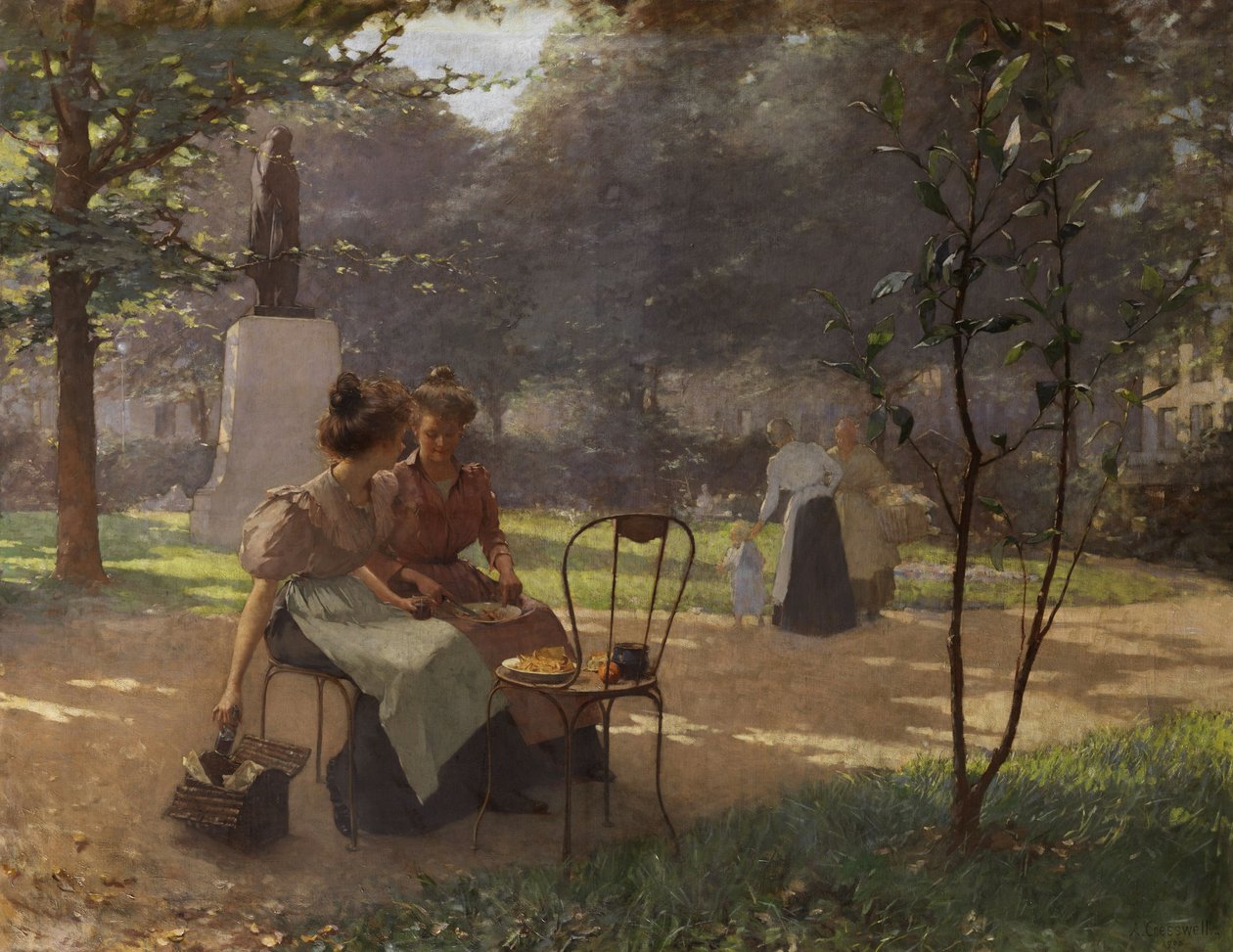 Deux jeunes filles dans le parc - Albert Cresswell