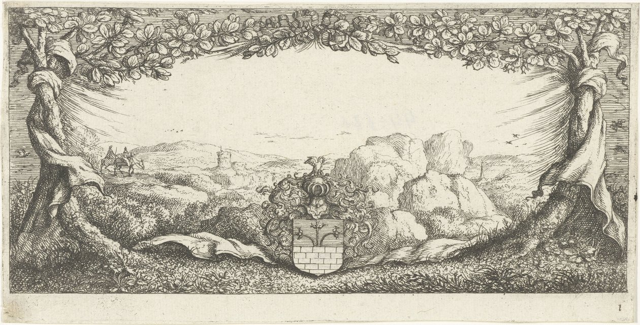 Cartouche avec paysage - Albert Flamen