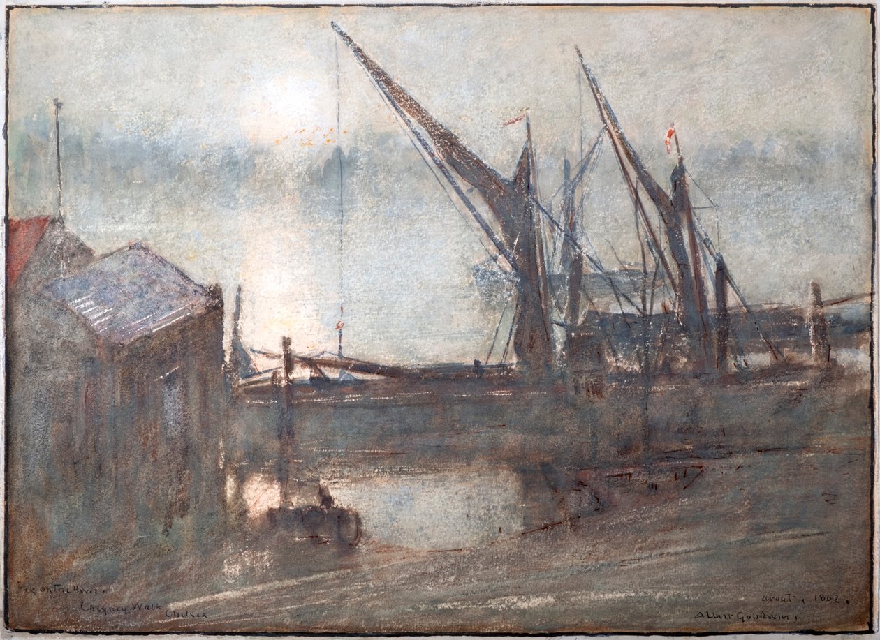 Brouillard sur la rivière, Cheyney Walk, Chelsea - Albert Goodwin