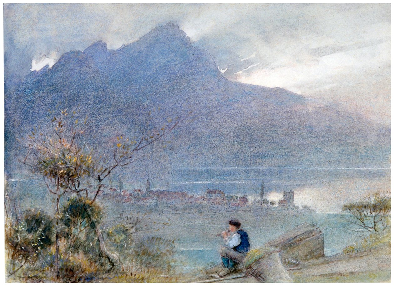 Stansstad et le Pilatus, Suisse, vers 1865-1932 - Albert Goodwin