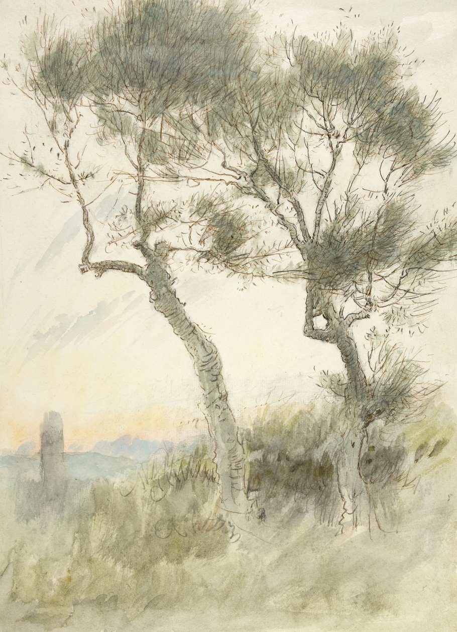 Étude de deux arbres - Albert Goodwin