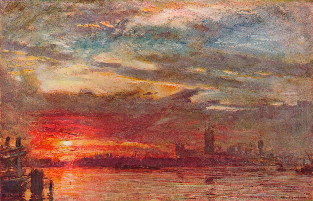Coucher de soleil à Westminster, 1900 - Albert Goodwin
