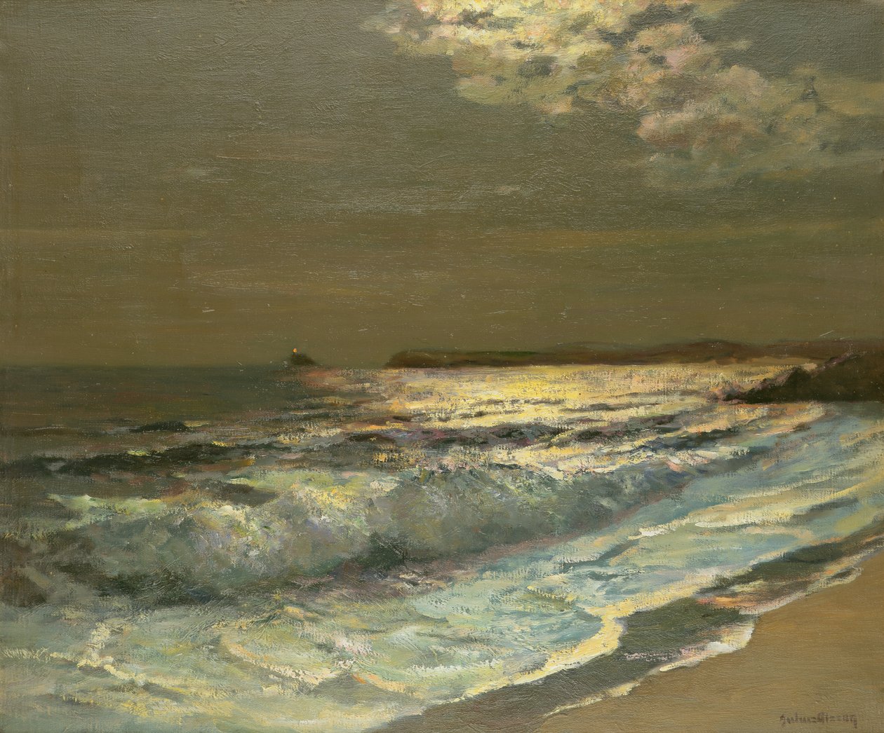 La vague au clair de lune - Albert Julius Olsson