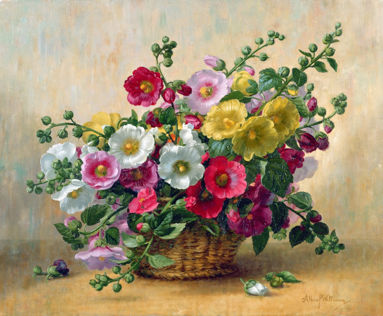Rose trémières dans un panier - Albert Williams