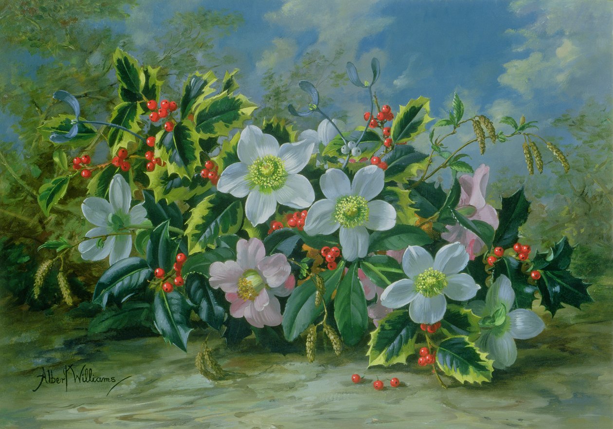 Roses de Noël et houx - Albert Williams