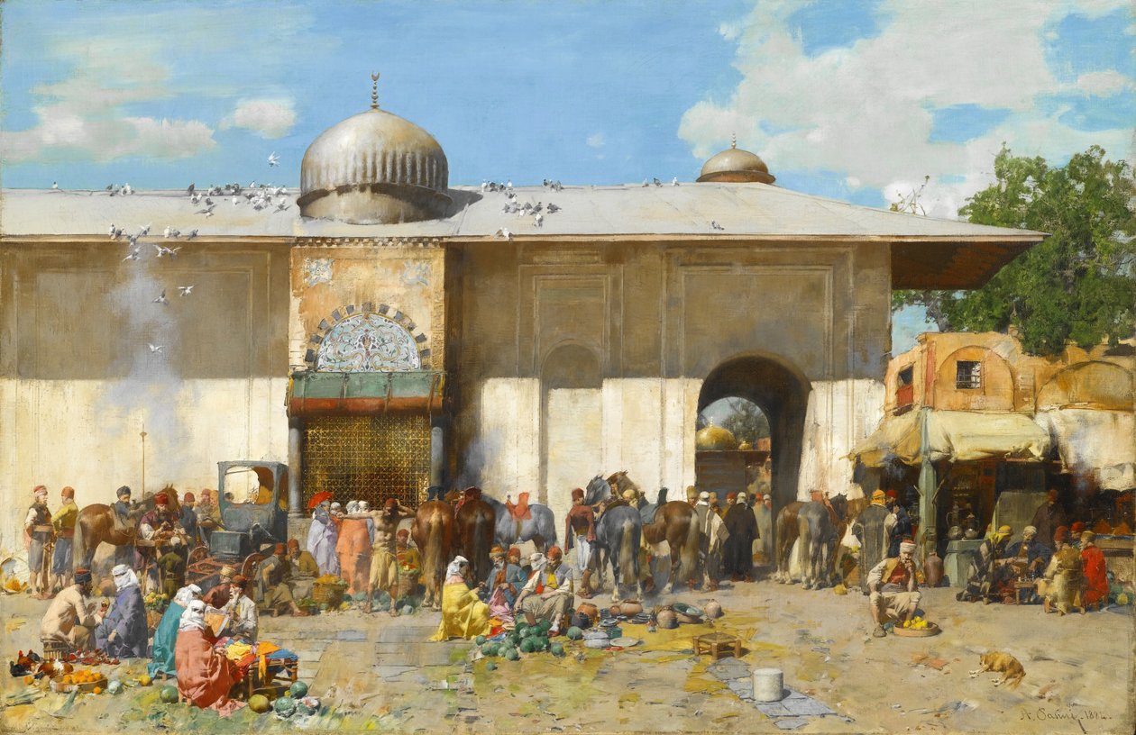 Une scène de marché - Alberto Pasini