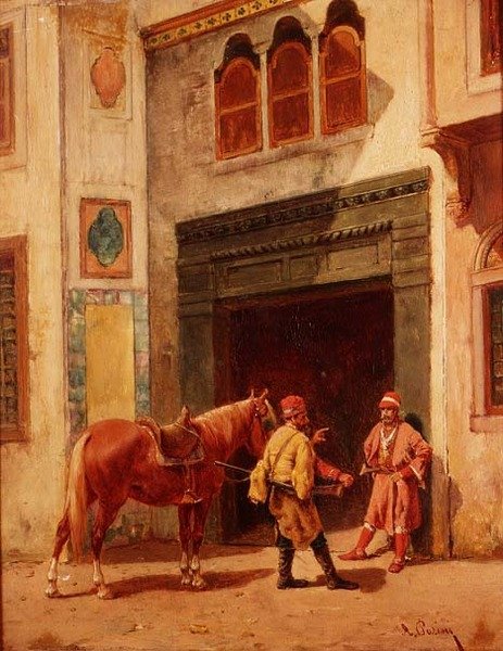 Arabes à une porte - Alberto Pasini