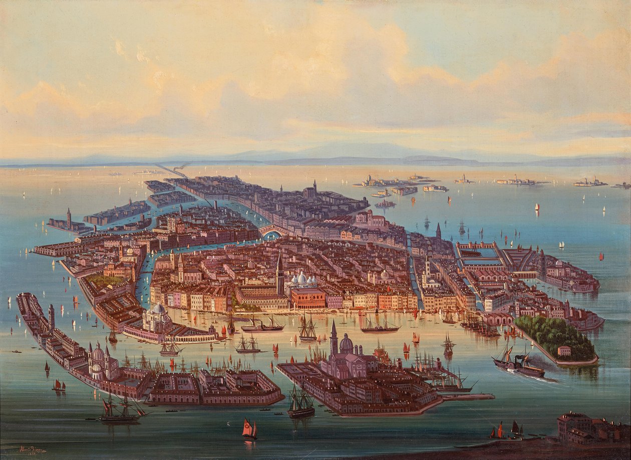 Vue aérienne de Venise, 1867 - Alberto Rieger