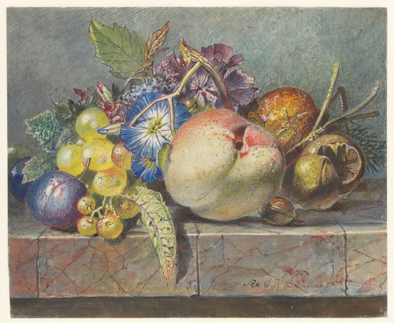 Nature morte de fruits et de fleurs - Albertus Steenbergen