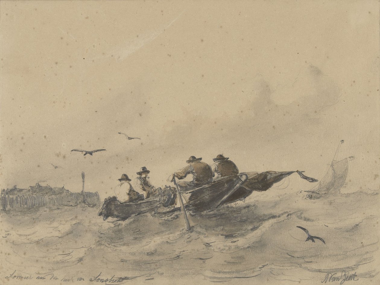 Quatre hommes dans une barque - Albertus van Beest