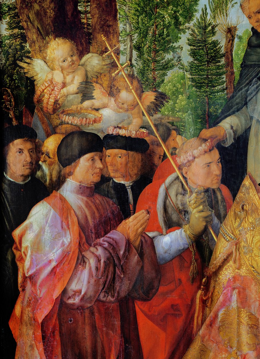 La Fête des jardins de roses, détail à gauche : prière, 1506 - Albrecht Dürer