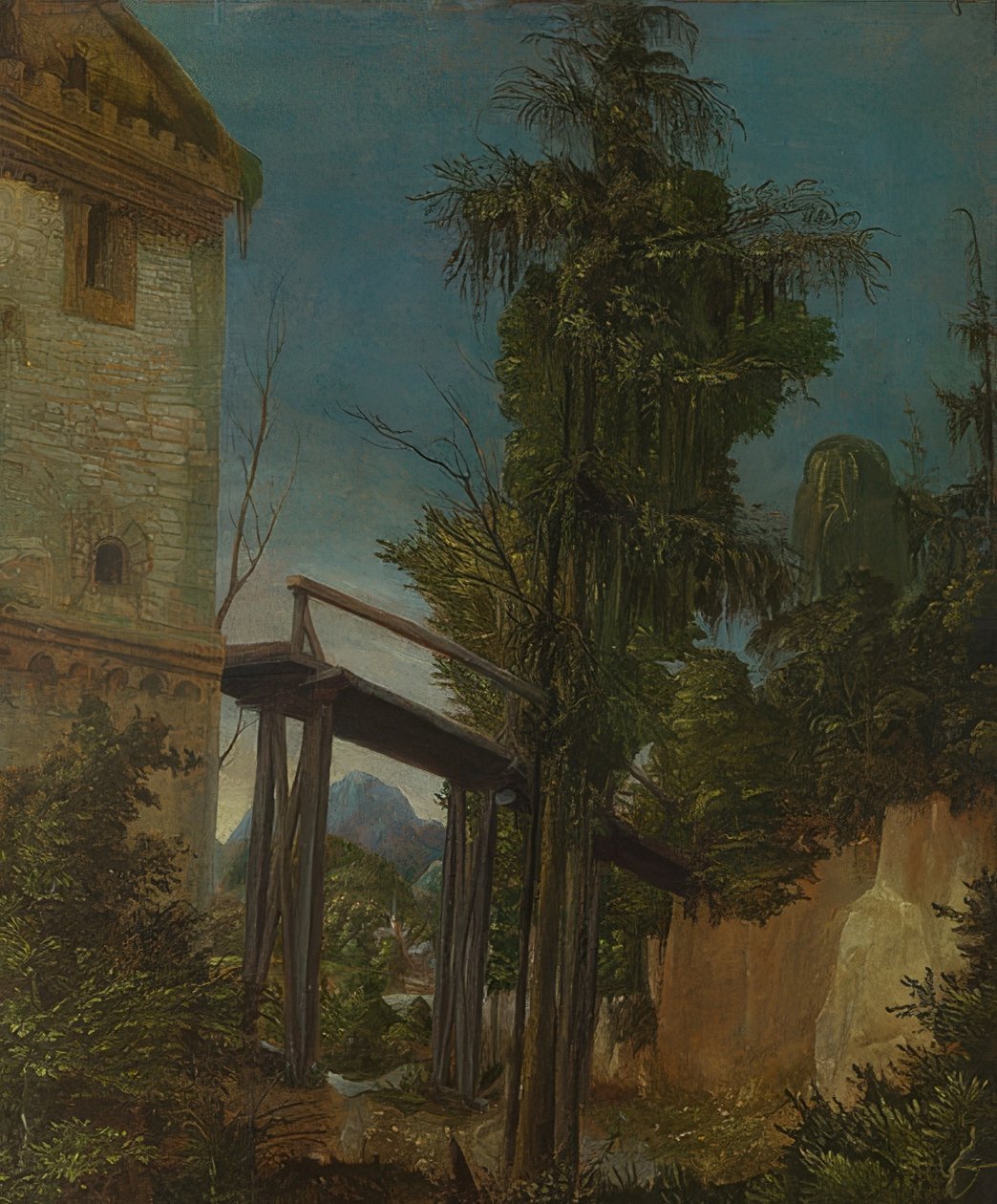 Paysage avec un ponton. Vers 1518-20 - Albrecht Altdorfer