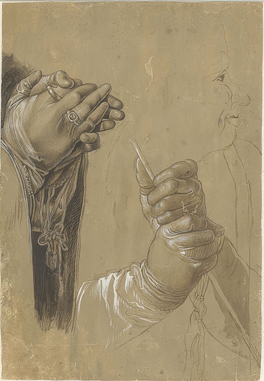 Mains et une tête de profil - Albrecht Dürer