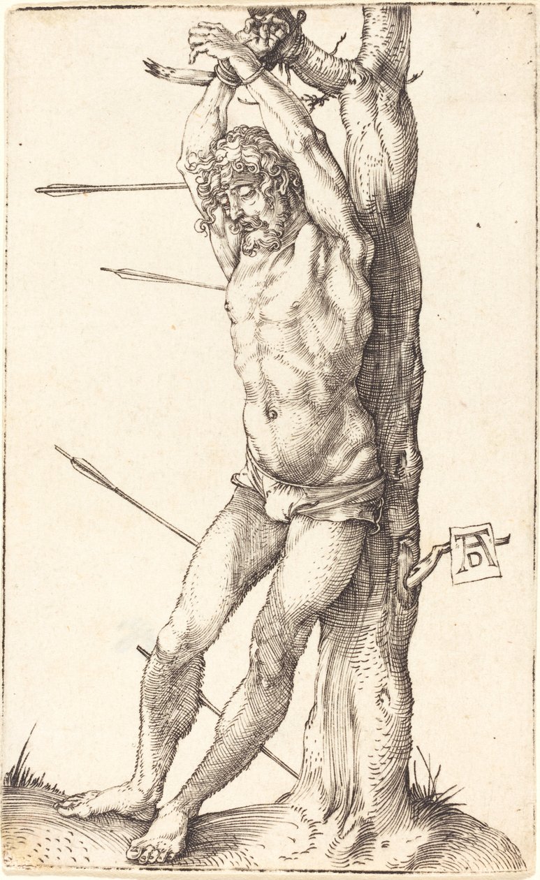 Saint Sébastien attaché à l