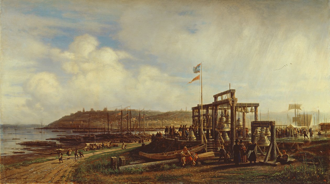 Stands de cloches sur un marché à Nijni Novgorod, 1862 - Aleksei Petrovich Bogolyubov