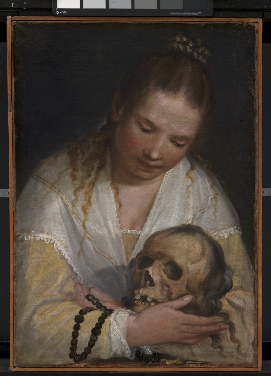 Une jeune femme contemplant un crâne - Alessandro Casolani