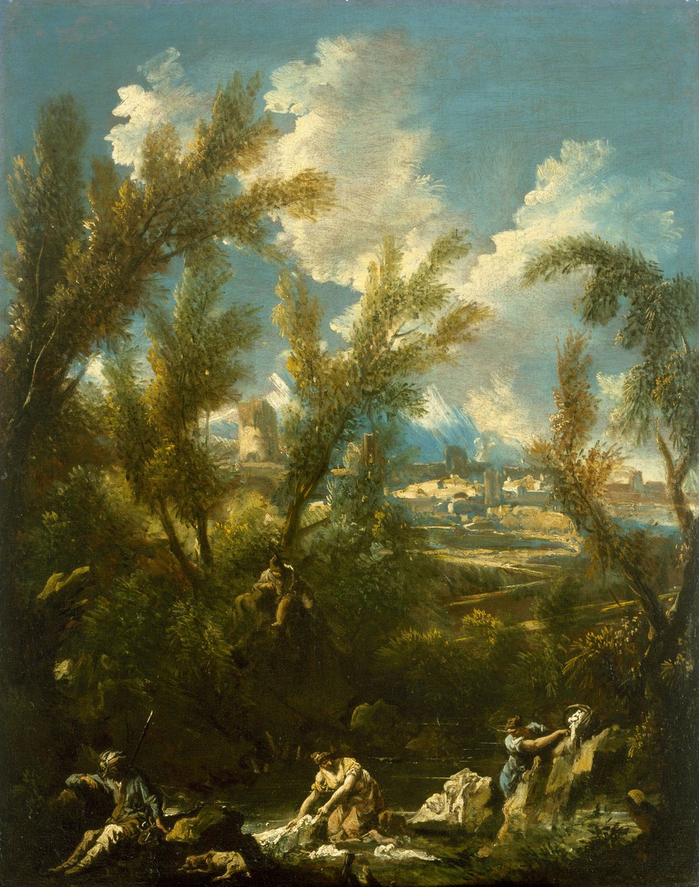 Paysage avec lavandière, vers 1715 - Alessandro Magnasco