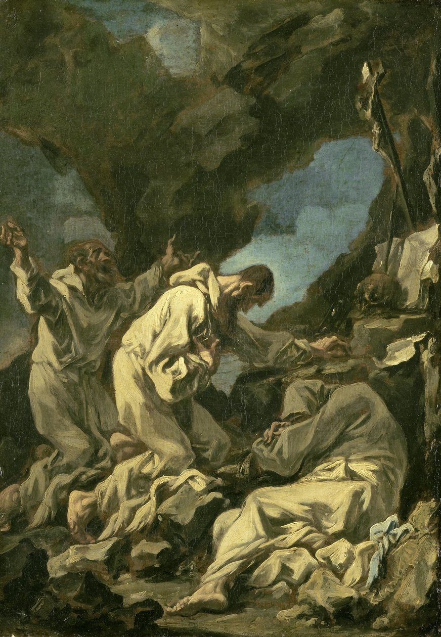 Trois moines camaldule en prière extatique - Alessandro Magnasco