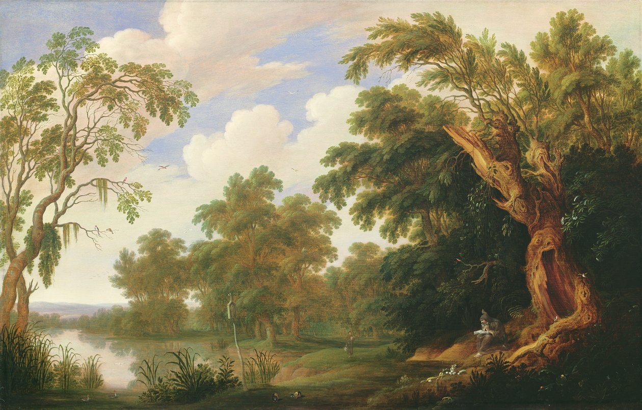 Saint Paul visitant Saint Antoine dans un paysage boisé, XVIIe siècle - Alexander Keirincx