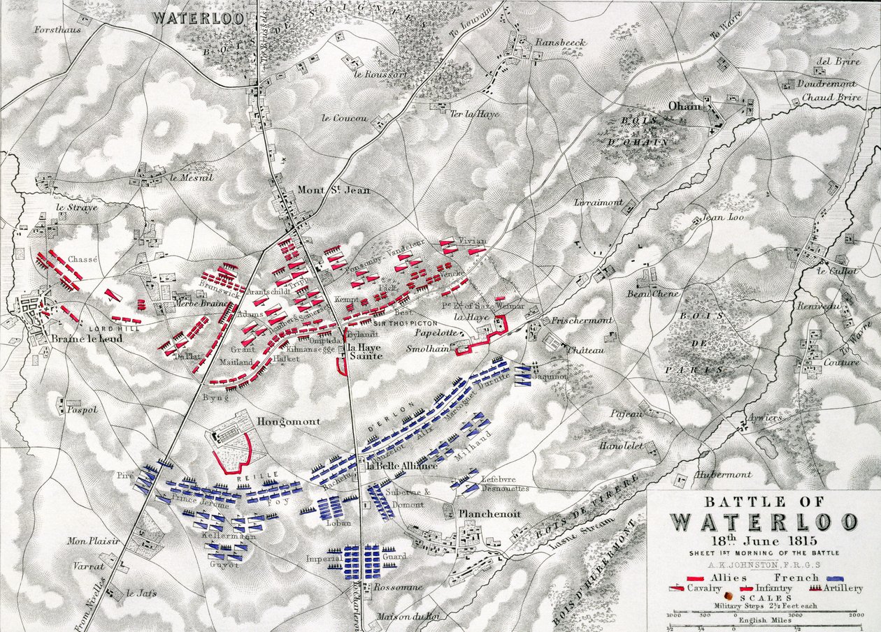 Bataille de Waterloo, 18 juin 1815, Feuille 1 - Alexander Keith Johnston