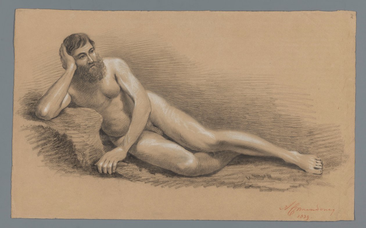 Homme nu couché, vers la gauche - Alexander Cranendoncq