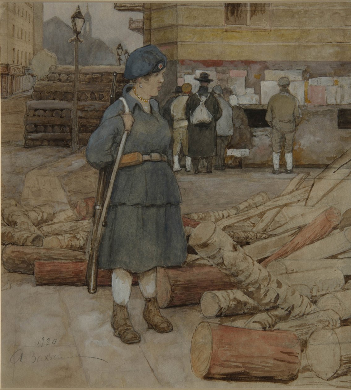 Une femme milicienne, 1920 - Alexander Ivanovich Vakhrameyev