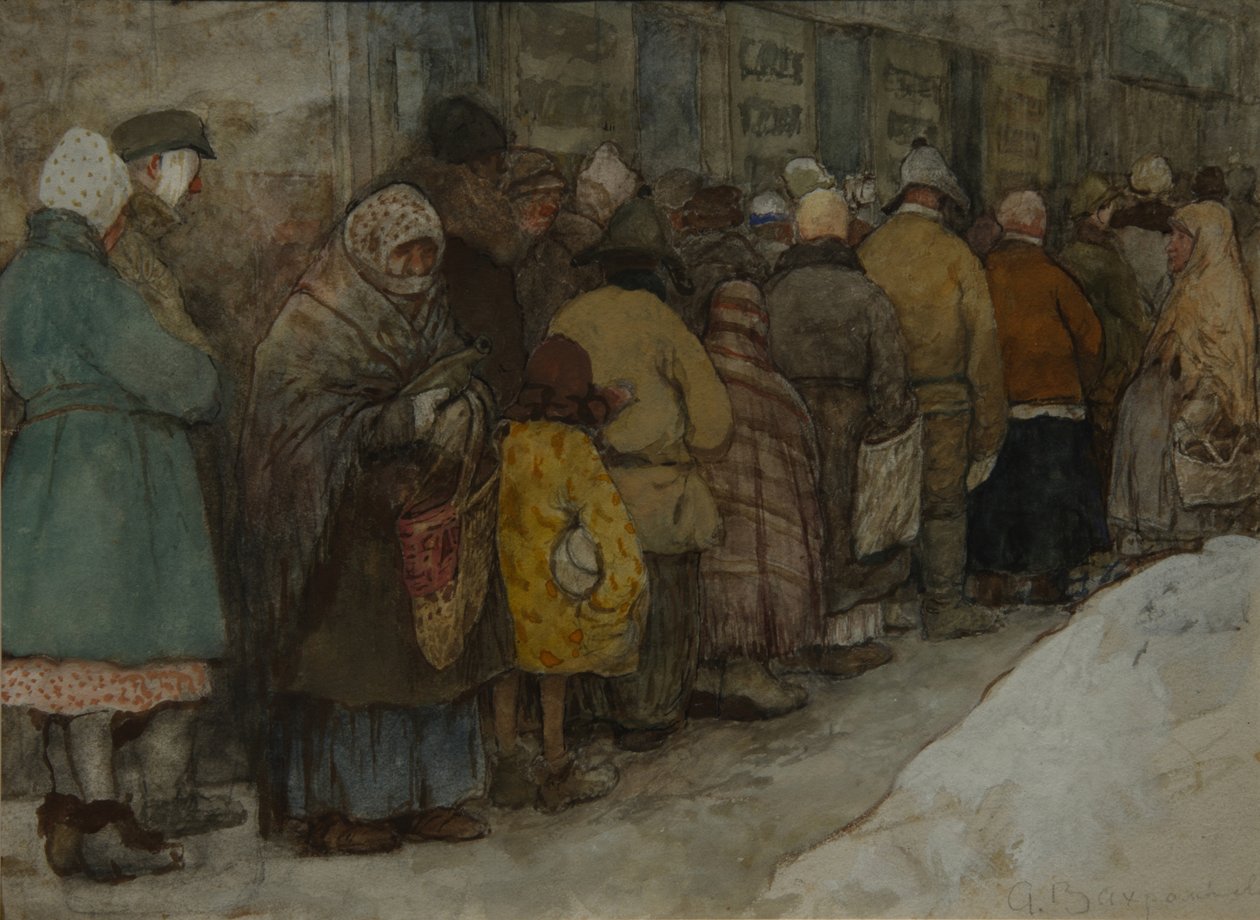La Queue, vers 1921 - Alexander Ivanovich Vakhrameyev
