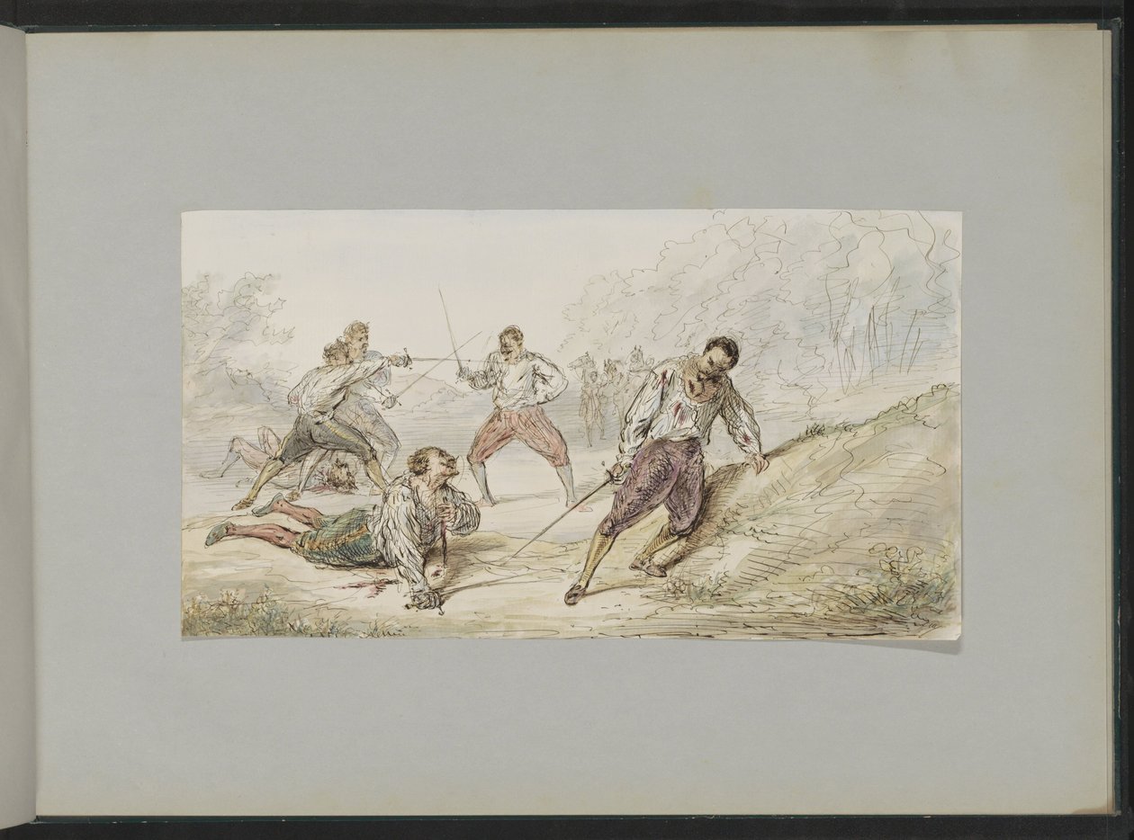 Paysage avec hommes en duel - Alexander Ver Huell