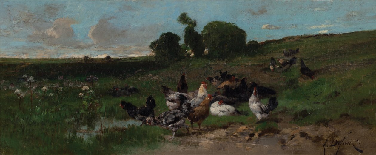 Paysage animé de poules - Alexandre Defaux