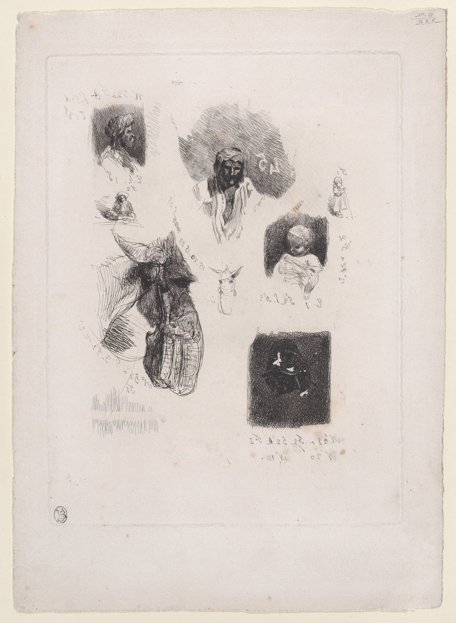 Feuille de croquis, 1833-38 - Alexandre Gabriel Decamps