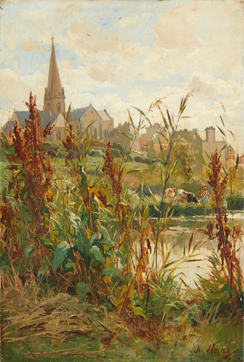 Église près de la rivière - Alexandre Nozal