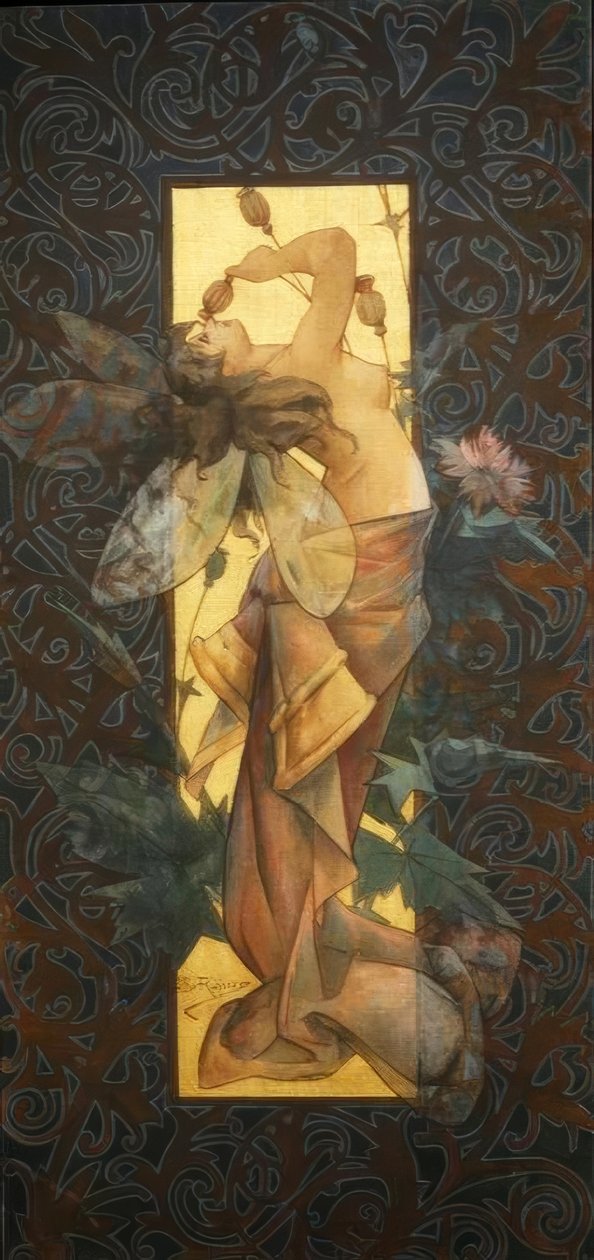 Composition avec nymphe ailée au lever du soleil - Alexandre de Riquer