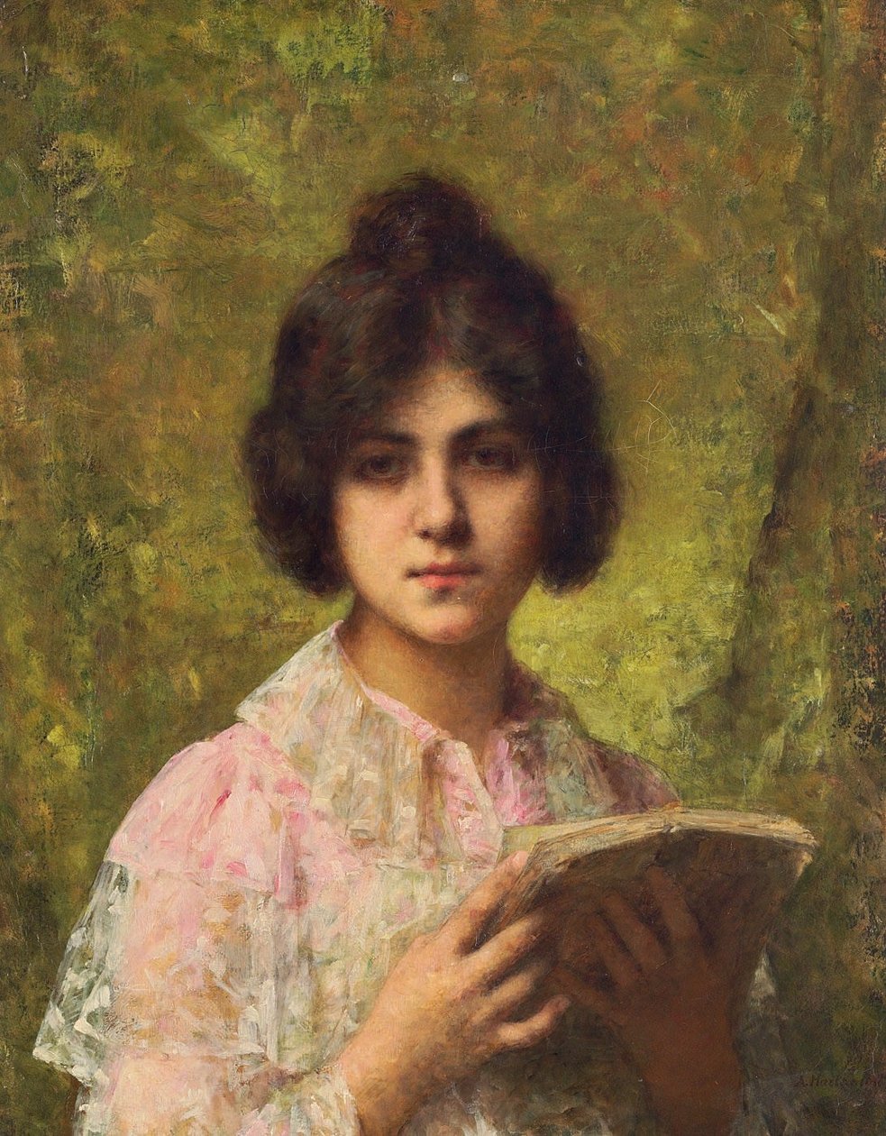 Une jeune femme tenant un livre - Alexei Harlamov