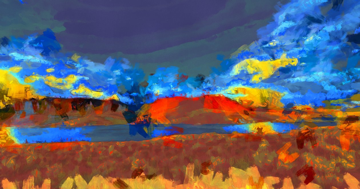 Paysage avec lac,2020,(mixed media) - Alexei Makhov