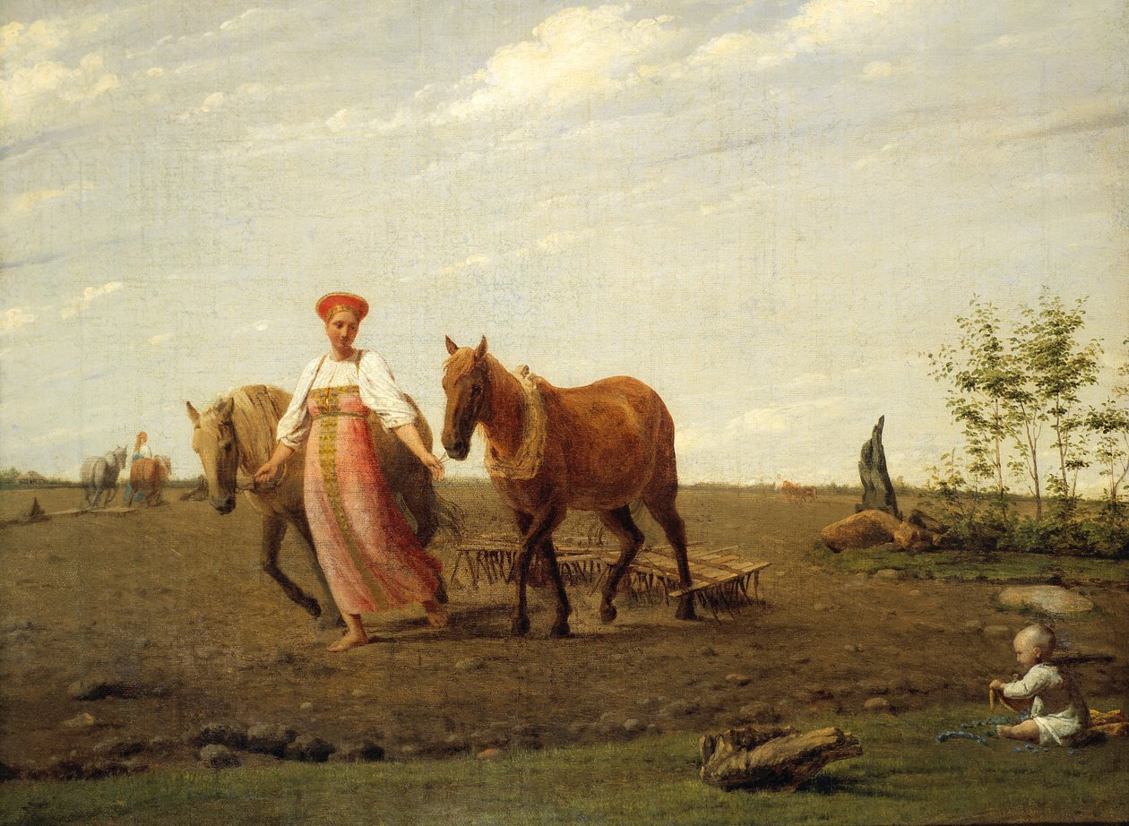 Russe : "Dans le champ labouré. Printemps" Dans le champ labouré. Printemps - Alexey Venetsianov